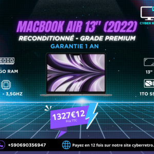MacBook Air 13” M2 (2022) Reconditionné – Grade PREMIUM