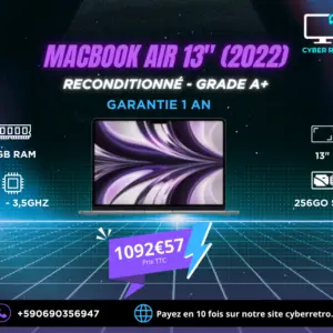 MacBook Air 13” M2 (2022) Reconditionné – Grade A +