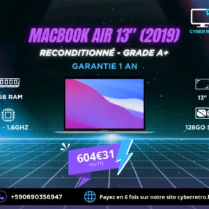 MacBook Air 13” I5 (2019) Reconditionné – Grade A +