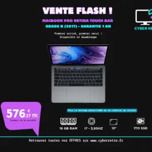 MacBook Pro Retina TouchBar 13" 2017 reconditionné | i7 | 16 Go RAM | SSD 1 To | GRADE B (Ventes Flash)