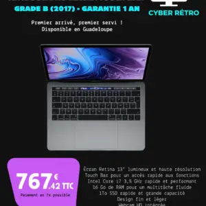 MacBook Pro Retina TouchBar 13" 2017 reconditionné | i7 | 16 Go RAM | SSD 1 To | GRADE B (Ventes Flash)