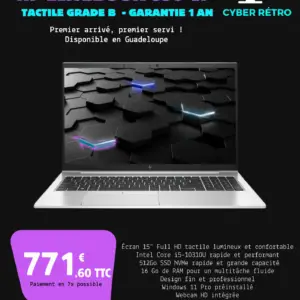 HP EliteBook 850 G7 13" 2017 reconditionné | i5 10ᵉ Gen | 16 Go RAM | SSD 512 Go NVMe | Écran Tactile 15,6" FHD | Grade B (Ventes Flash)